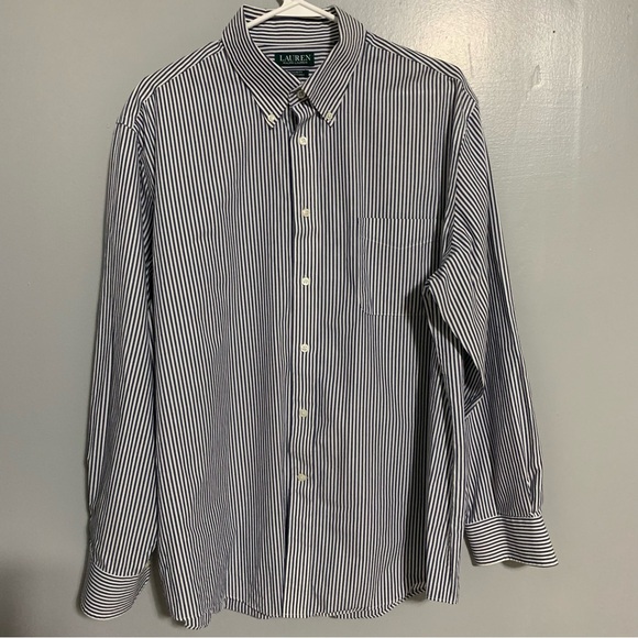 Ralph Lauren Regular‎ Fit Stretch Fabric Button Down; XL, 17.5 34/35 Blue/White - Picture 1 of 6